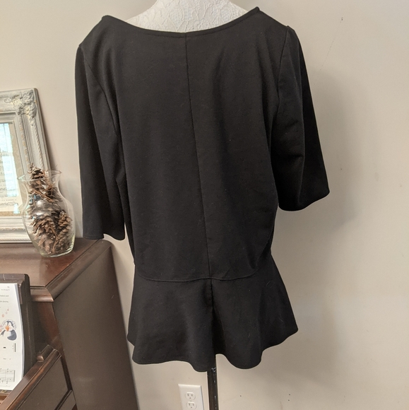 Lane Bryant square neck black peplum top plus - Picture 5 of 8